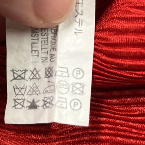 ZARA Kimono SLV Shimmer Ribbed Draped Lettuce Edge V-Neck Red Midi Party Dress S - Picture 14 of 16